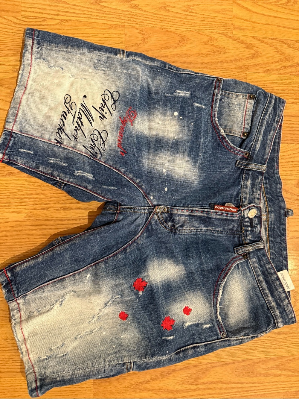 DSQUARED2 Blue Denim Jeans with Red Stitching Detail